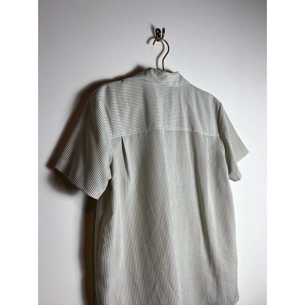Chaus Striped Blue White Buttondown Short Sleeve - Picture 6 of 6